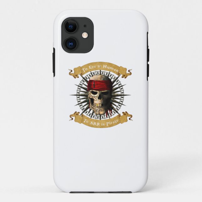 Capa Para iPhone 11 Err É Humano A ARR é Pirata, Jolly Roger (Verso)