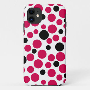 Capa Para iPhone 11 ervilhas negras vermelhas, retrô do fundo branco