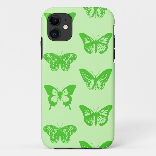 Capa Para iPhone 11 Esboço da borboleta, verde limão (Verso)