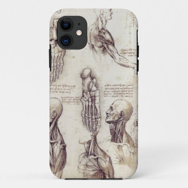 Capa Para iPhone 11 Esboços médicos de Leonardo da Vinci, partes do (Verso)