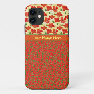 Capa Para iPhone 11 Escarlate das papoilas, botões: exemplo da case