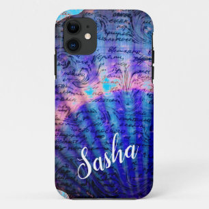 Capa Para iPhone 11 Escrevendo Mistério de Caça Azul e seu nome
