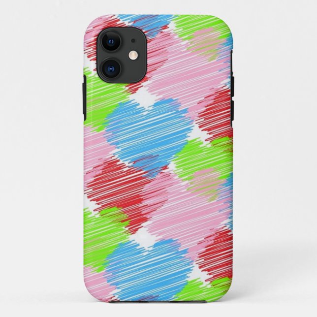 Capa Para iPhone 11 escribble-corações (Verso)