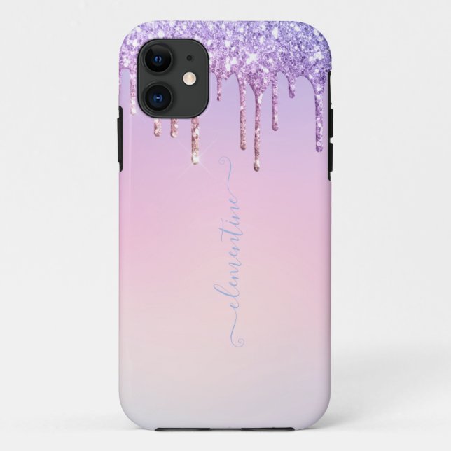 Capa Para iPhone 11 Escrita cintilante do arco-íris com brilho moderno (Verso)