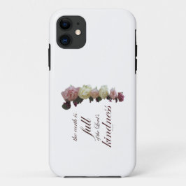 Capa Para iPhone 11 Escritura, Salmo 33, Rosas Brancas e Rosa
