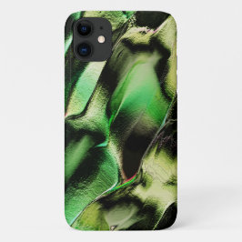 Capa Para iPhone 11 Esculpido de metal opaco, em verde e tom de creme