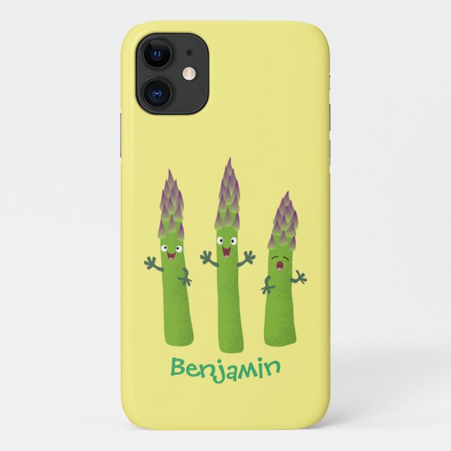 Capa Para iPhone 11 Espargos lindos cantando cartoon de trio vegetal (Verso)