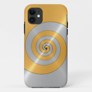 Capa Para iPhone 11 Espiral brilhante inoxidável 2 do ouro e do metal