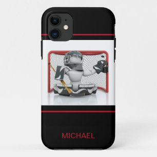 Capa Para iPhone 11 Esporte personalizado Goalie do nome   do hóquei