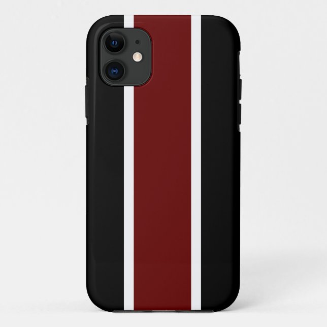 Capa Para iPhone 11 Esportes Atlíticos 70s Black Deep Red Stripes (Verso)