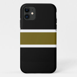 Capa Para iPhone 11 Esportes de Ouro Negro, Listras do Centro Branco