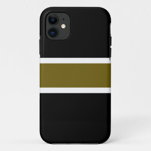 Capa Para iPhone 11 Esportes de Ouro Negro, Listras do Centro Branco