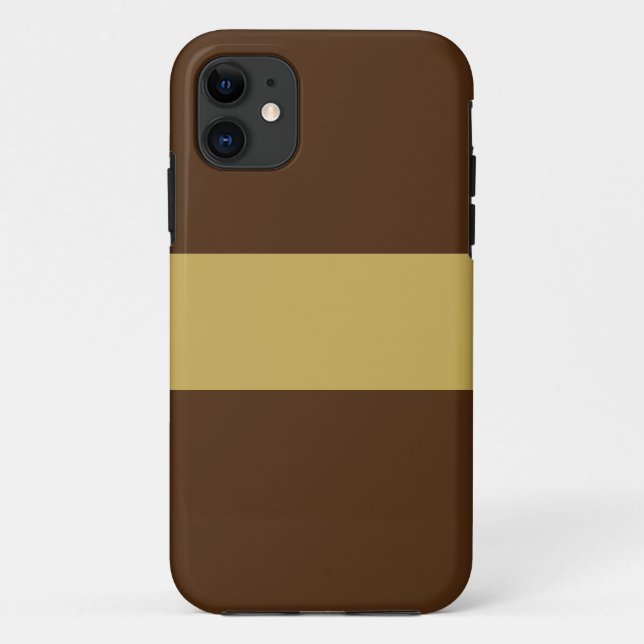 Capa Para iPhone 11 Esportes de Saddle Brown Mostard Stripes (Verso)
