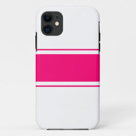 Capa Para iPhone 11 Esportivo Chic Listras de Corrida Rosa Brilhante e