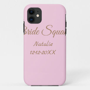 Capa Para iPhone 11 Esquadra de madrinhas rosa dourado adicionar nome