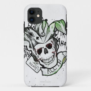 Capa Para iPhone 11 Esquadrão Suicida Joker Skull "All In" Tattoo Ar