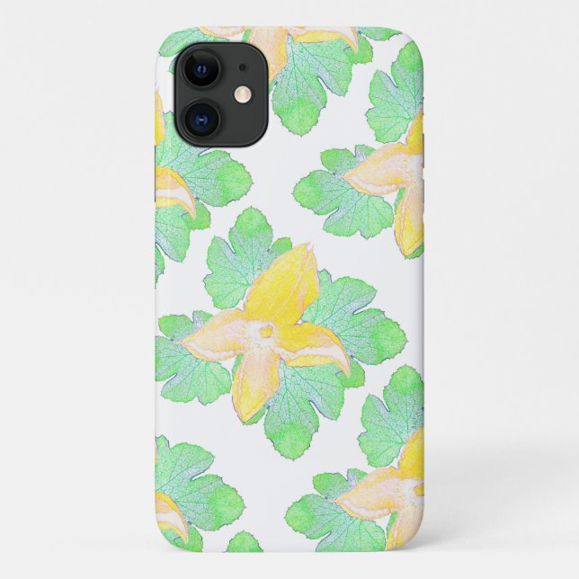 Capa Para iPhone 11 Esquadrão Verde Pálido Deixa Flores iPhone 11 Caso (Verso)