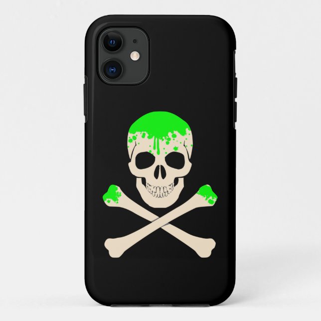 Capa Para iPhone 11 esqueleto de lodo do crânio de halloween (Verso)