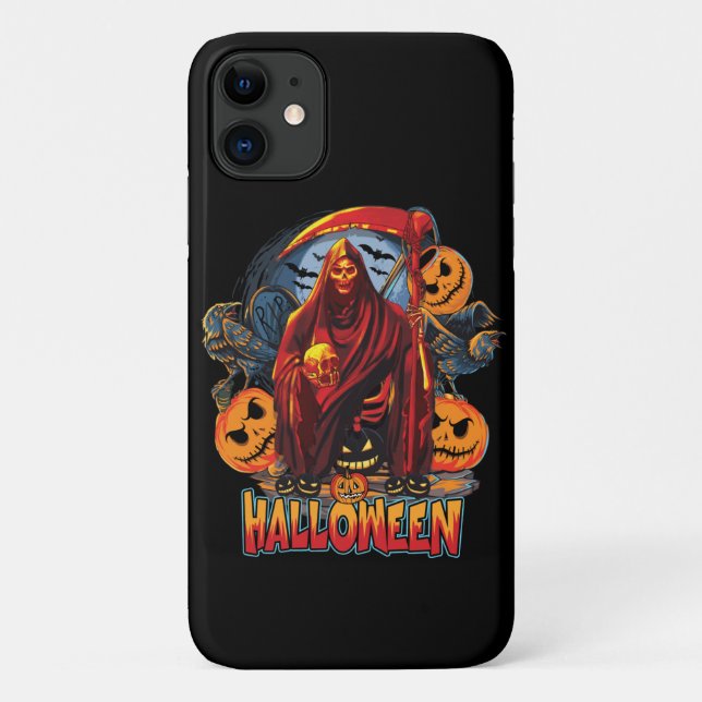 Capa Para iPhone 11 Esqueleto de Mau de Halloween, Abóbora (Verso)