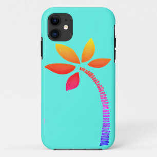 Capa Para iPhone 11 Esquema da palmeira-arco-íris com fundo azul