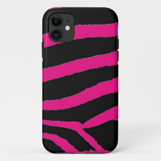 Capa Para iPhone 11 Estampa de pelo de zebra rosa e preto