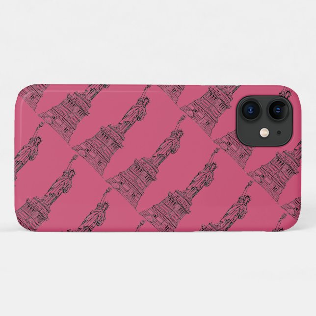 Capa Para iPhone 11 Estátua rosa-quente da liberdade (Verso (horizontal))