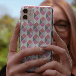 Capa Para iPhone 11 estética do padrão do triângulo rosa e preto