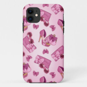 Capa Para iPhone 11 Estilete e bolsa cor-de-rosa do arco