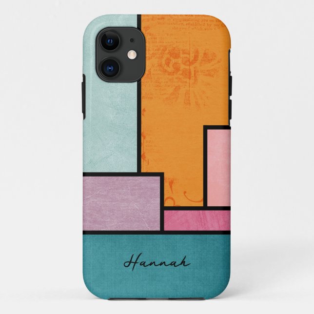Capa Para iPhone 11 Estilo de Colagem Colorida Moderno (Verso)