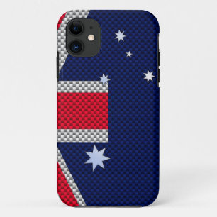 Capa Para iPhone 11 Estilo de Cromo de Fibra de Carbono de Bandeira Au