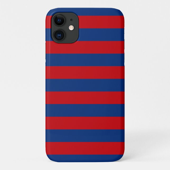 Capa Para iPhone 11 Estilo de Grelha Horizontal de Tema Náutico Grande (Verso)