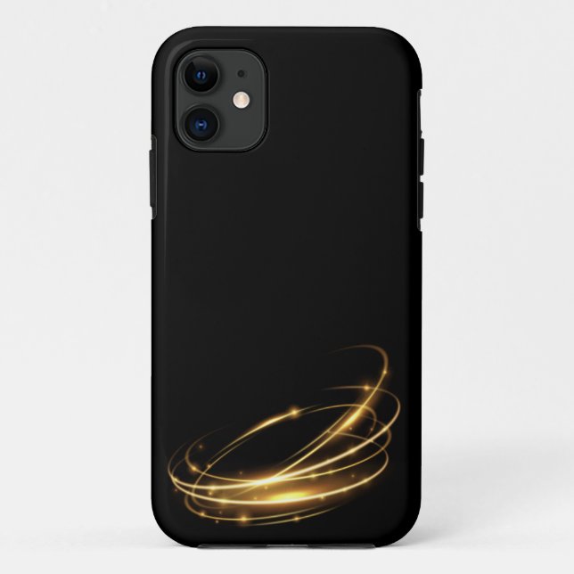 Capa Para iPhone 11 estilo de linha espiral dourada de arte abstrata (Verso)