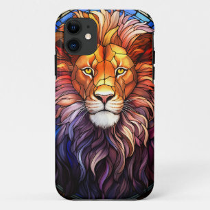 Capa Para iPhone 11 Estilo de Tiffany, Lion Majestésico