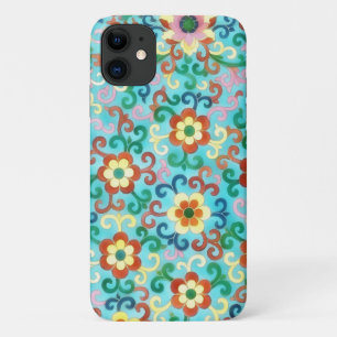 Capa Para iPhone 11 Estilo de Vintage Bonito Flores Arte Floral