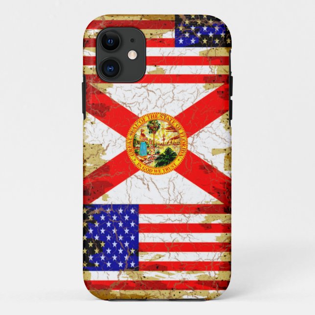 Capa Para iPhone 11 Estilo Florida do Grunge e bandeiras dos EUA (Verso)