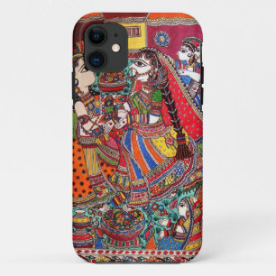 CAPA PARA iPhone 11 ESTILO HINDU DA ARTE DOS DEUSES MADHUBANI DE RADHA