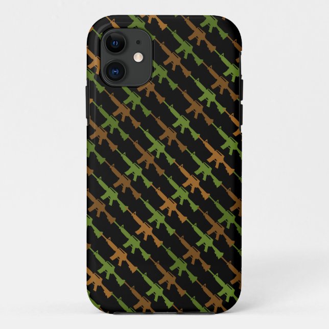 Capa Para iPhone 11 Estilo Militar Gun Camouflage GI Rifle Black (Verso)