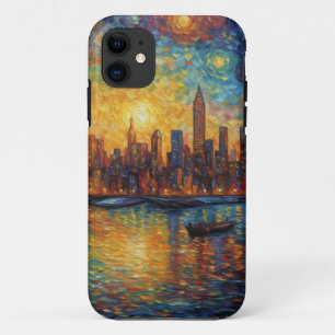 Capa Para iPhone 11 estilo Nova Iorque Skyline van Gogh