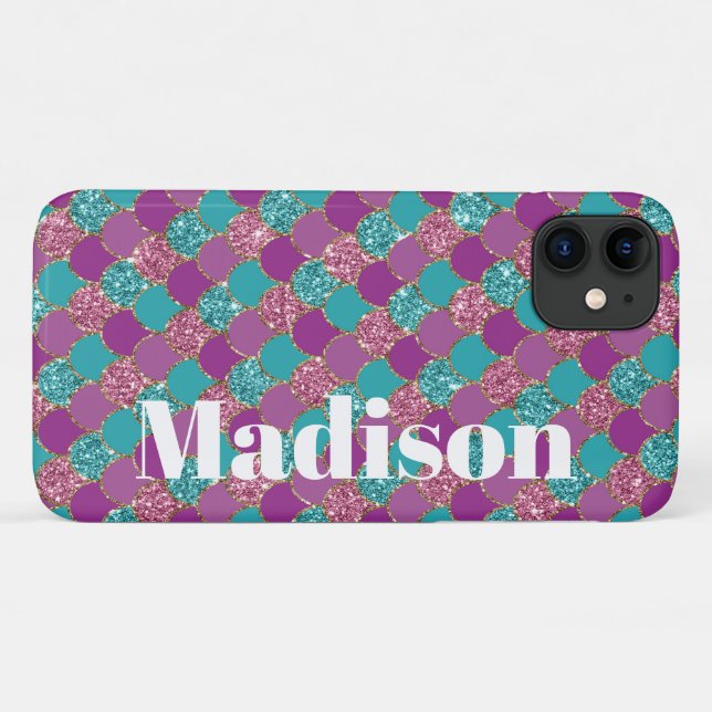 Capa Para iPhone 11 Estojo com padrão de escamas de sereia em brilho f (Verso (horizontal))