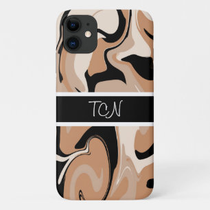 Capa Para iPhone 11 Estojo de telefone com design de mármore preto e m