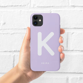 Capa Para iPhone 11 Estojo de Telefone com Monograma de Lavanda