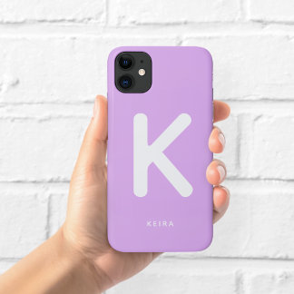 Capa Para iPhone 11 Estojo de Telefone com Monograma Roxo Lilás
