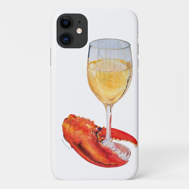 Capa Para iPhone 11 Estojo de telefone Garra de Lagosta e Copo de Vinh (Verso)