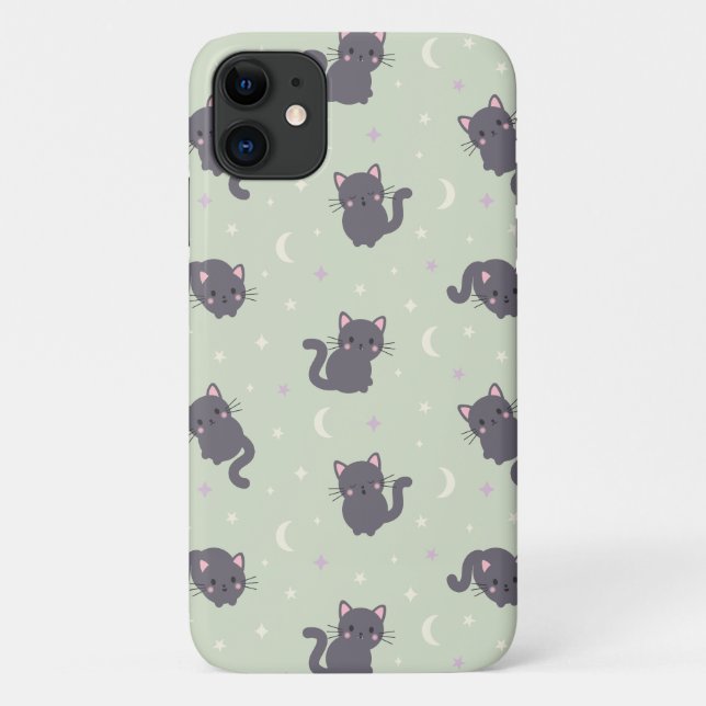 Capa Para iPhone 11 Estojo de telefone gato cinza fofo Sage (Verso)