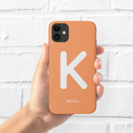 Capa Para iPhone 11 Estojo de Telefone Monograma Laranja Coral