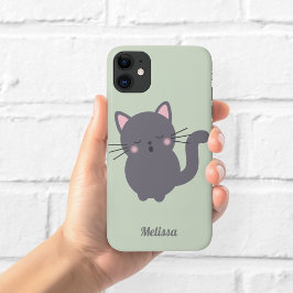 Capa Para iPhone 11 Estojo de Telefone Personalizado com Gato Cinza So