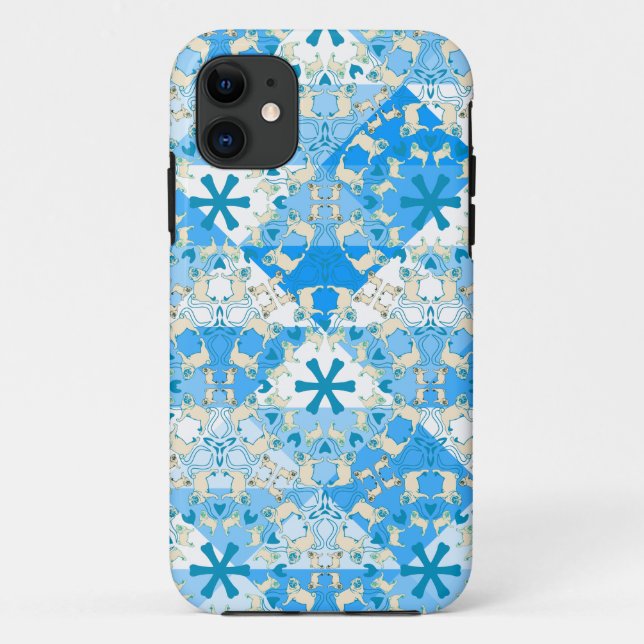 Capa Para iPhone 11 Estojo Triângulo Padrão Pug Corall (Verso)