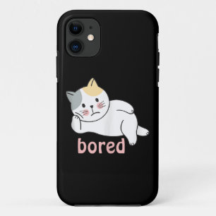 Capa Para iPhone 11 Estou entediado gatinho fofo animal