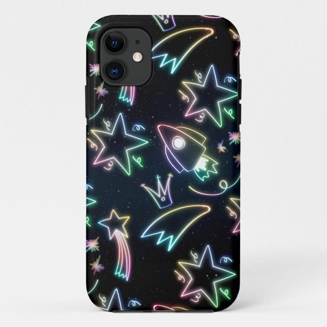 Capa Para iPhone 11 estrela do foguete neon (Verso)