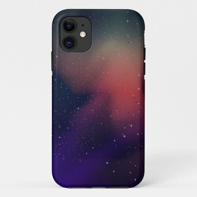 Capa Para iPhone 11 Estrelas da Noite Roxa no Céu (Verso)